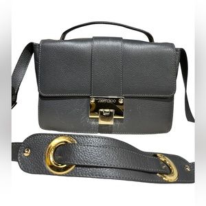 Jimmy Choo Gray Crossbody Bag with Gold Accents